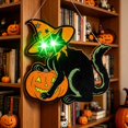 thumbnail image 4 of Halloween Black Cat Hanging Ornament, Battery Operated Creepy Light Up Prop, Indoor Outdoor Halloween Party Decoration, 4 of 5