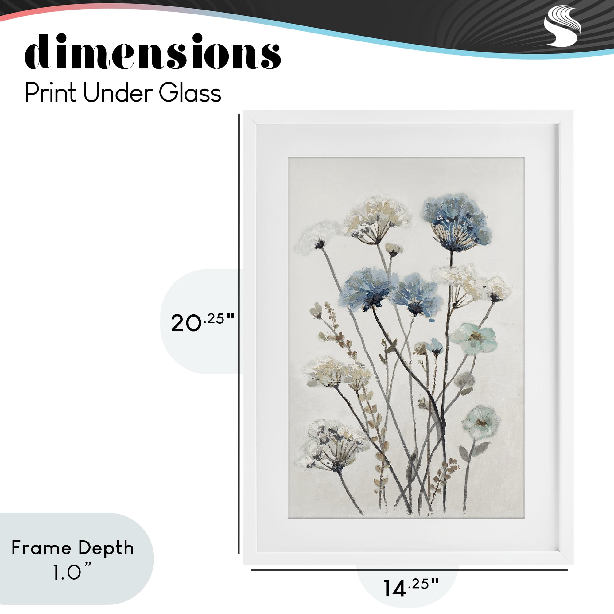 Stupell Industries Blue & Beige Garden White Framed Print Under Glass, design by Patricia Pinto