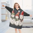 thumbnail image 5 of FORMRS Wearable Blanket Hoodie with Sleeves for Kids Cozy Flannel Sweatshirt, Red Snowmen, 5 of 7