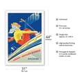 thumbnail image 2 of Switzerland (Svizzera) - Skier on Train - Montreux-Oberland Bernois (MOB) Railway - Vintage Railroad Travel Poster by Martin Peikert c.1946 - Fine Art Rolled Canvas Print 27in x 40in, 2 of 4