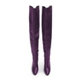 thumbnail image 2 of FSJ Women Sexy Chunky Thigh High Heel Back Lace Up Over The Knee Boots Almond Closed Toe Side Zipper Boots Wide Calf Dress Shoes Size 7.5 Purple, 2 of 4