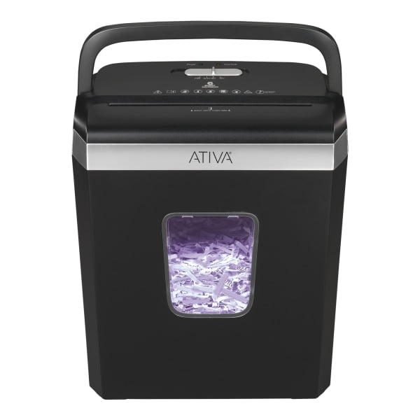 Ativa® 6-Sheet Cross-Cut Shredder, Black, A06CC19