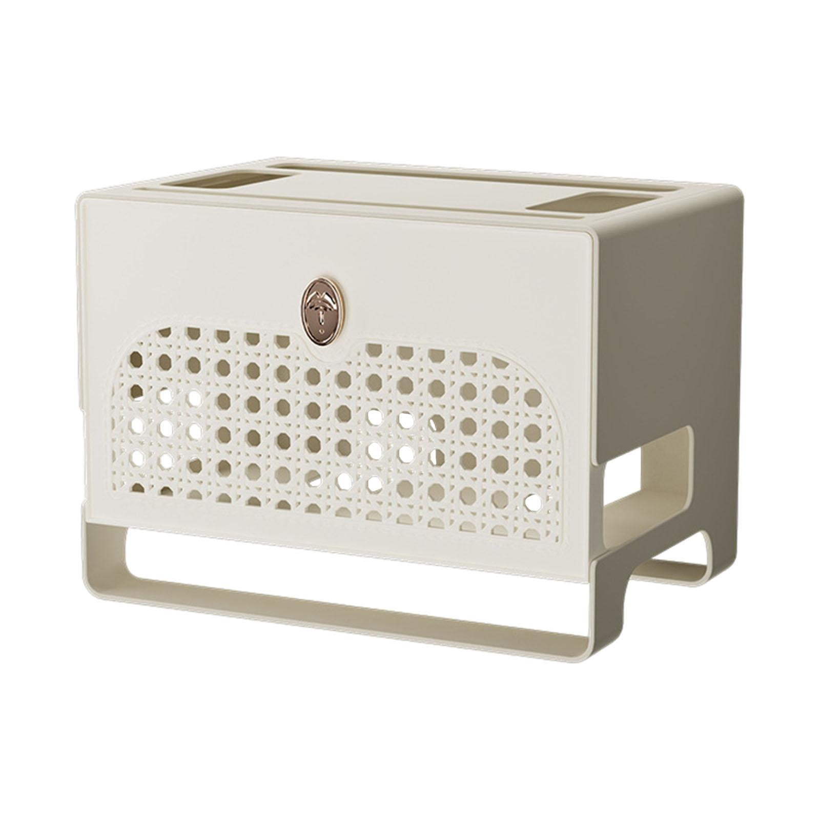 Fiocias Cable Management Box Cord Holder Portable Freestanding Multifunctional Dustproof White