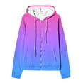 thumbnail image 6 of HAPIMO Women's Gradient Coat Loose Jackets Winter Outfits Long Sleeve Outwear Pockets Casual Drawstring Sweatshirts Zip Up Hoodie Fall Fashion Purple M, 6 of 6