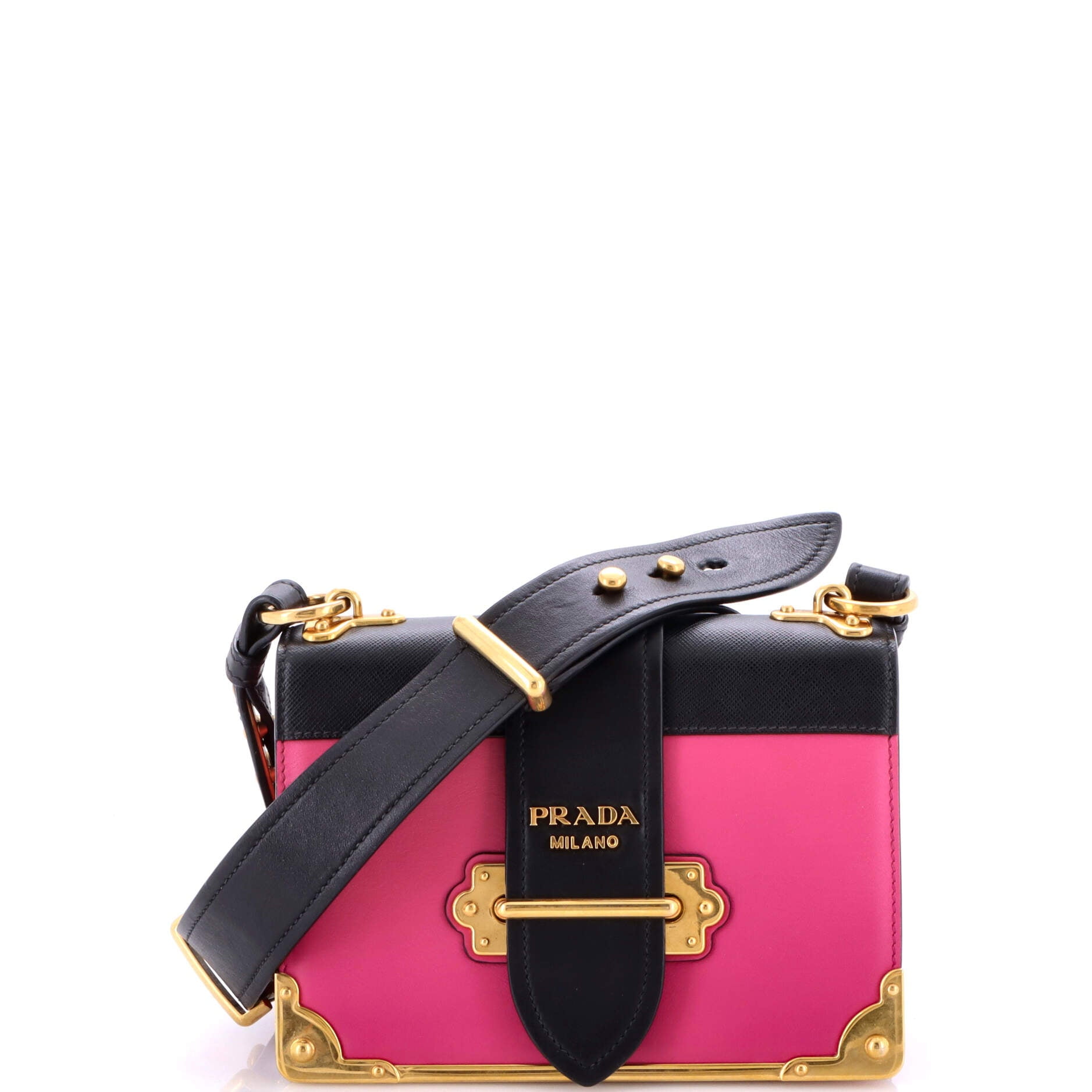 Pre-Owned Prada Prada Cahier Crossbody Bag Leather and Saffiano Leather Small By Rebag