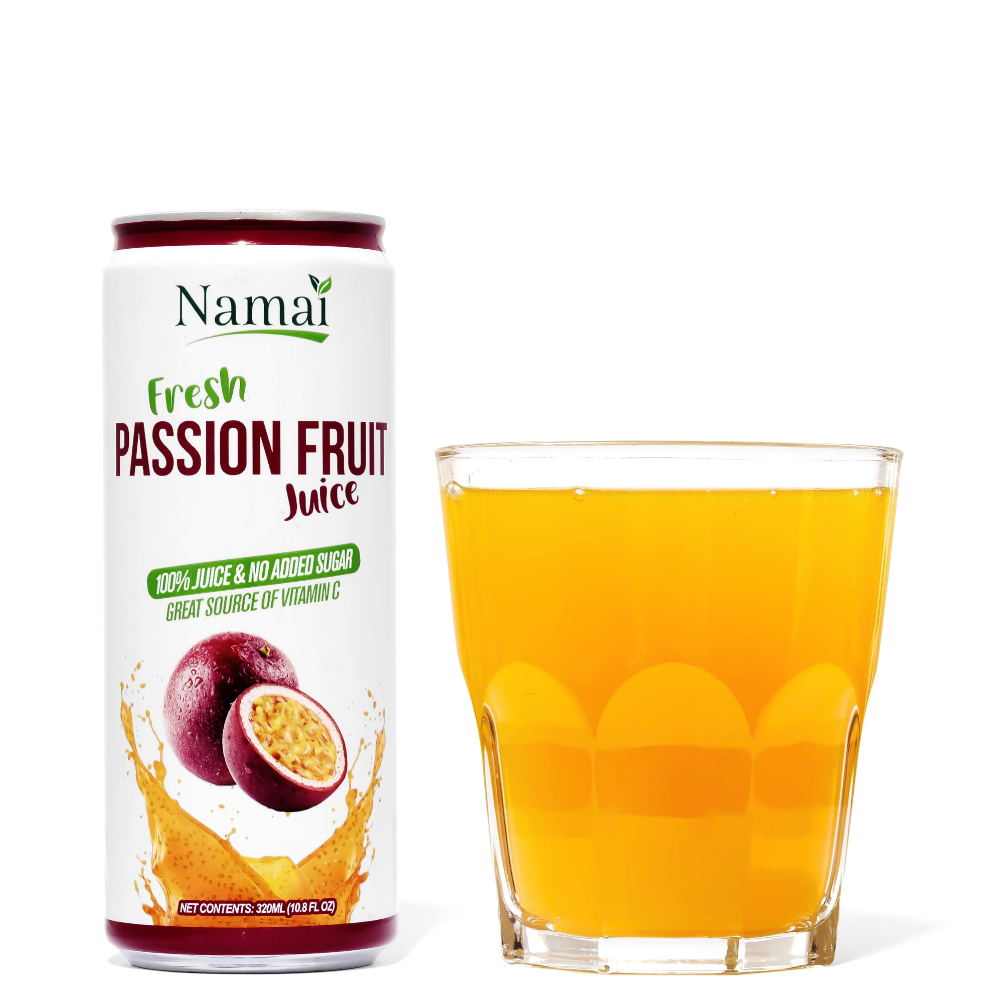 Namai Pure Passion Fruit Juice, All Natural,  10.8 fl oz Can, 24 Count