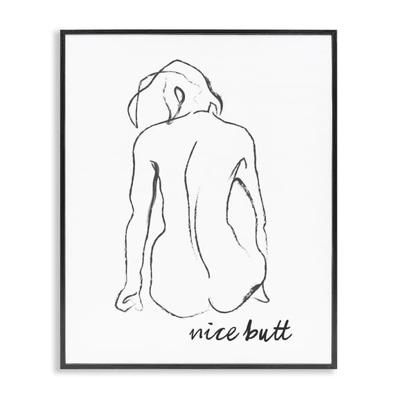 Stupell Industries Nice Butt Bathroom Refresh Black Framed Giclee Art, design by Lettered and Lined