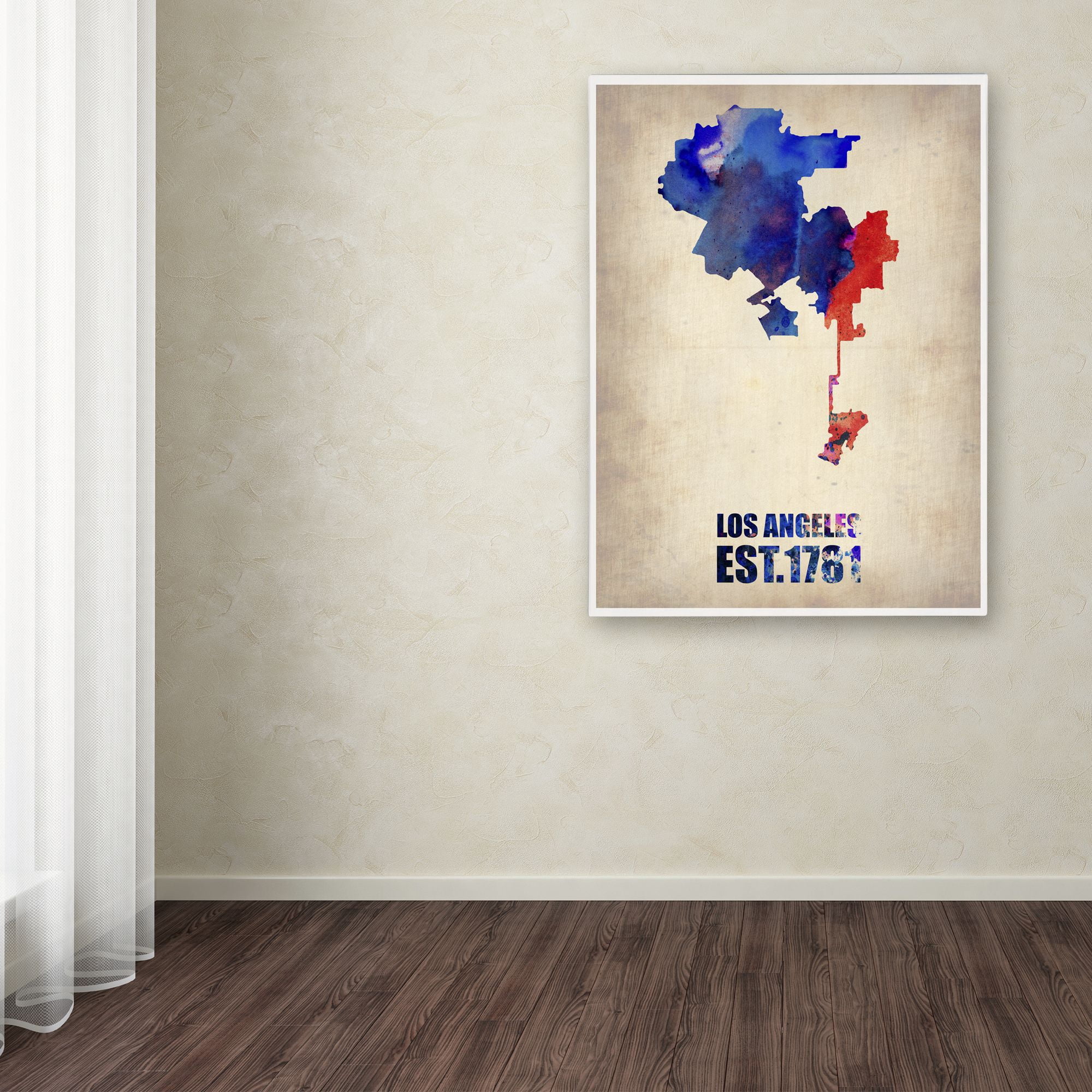 Trademark Fine Art "Los Angeles Watercolor Map 2" Canvas Art by Naxart