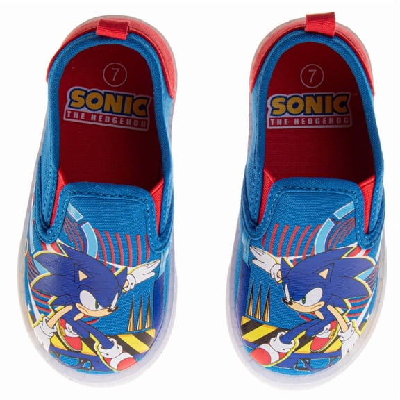SEGA Sonic the Hedgehog Boys Light-Up Slip-On Canvas Sneakers (Toddler), Blue, Size: 7