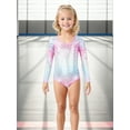 thumbnail image 3 of Girl Gymnastic Clothes 3PC Long Sleeve Sparkly with Shorts for Tumbling Outfits Dance Gymnastics Gifts for Girls Size 3-12 Fish Scale Pink, 3 of 4