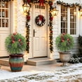 thumbnail image 3 of 22-Inch Artificial Christmas Topiary Balls,Faux Flowers for Outdoor Planters with Ground Stake, Winter Flowers Artificial for Decoration, Christmas Decor with Berries for Garden Porch Fireplace, 3 of 5