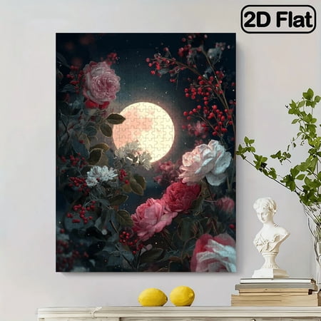 500pcs Adult Puzzle, 52x30 cm Large Size, Moon and Rose Design, Perfect for DIY Creative Fun with Family and Friends. Ideal Stress-Relief Gift for Birthdays or Holidays Interactive Brain Challen