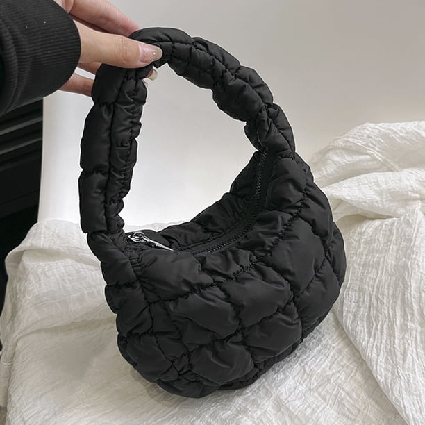 Bolsos de mujer Bolso de nube plisado Bolso de mano ligero Bolso de viaje suave (Negro) Sywqhk Para Estrenar