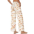 thumbnail image 7 of SCRAWLGOD Floral Leaf Print Beige White Women's Palazzo Lounge Pants Stretchy Comfy Wide Leg Casual Pants Trendy Soft High Waisted Flowy Pants with Side Pockets, L, 7 of 7