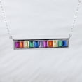 thumbnail image 3 of Unique Rainbow Stone Bar Necklace, Sterling Silver Multi-Color Bar Necklace, N9018 Valentine Birthday Mom Wife Gift, 3 of 3