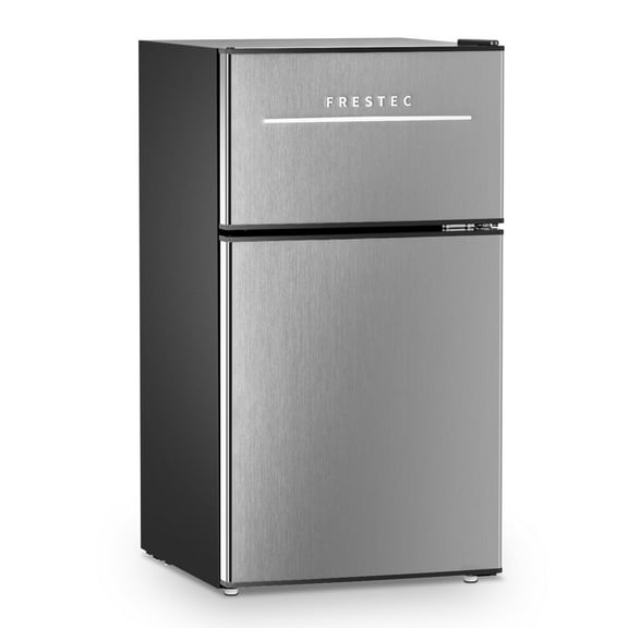 Freezer 3.2 Cu ft Two Door Mini Fridge with Freezer, Stainless Steel, E-Star