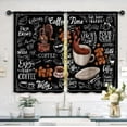 thumbnail image 2 of Coffee Lovers Black Kitchen Curtains 27.5W x 39L Inch Farmhouse Rustic Vintage Country Rural Drink Rod Pocket Short Cafe Tier Small Window Treatment Drapes Decor 2 Panels, 2 of 6