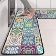 thumbnail image 2 of Kitchen Rugs Sets Of 2,Multicolor Ethnic Geometric Patchwork Pattern Anti Fatigue Kitchen Mat Rugs Non Slip Washable,Decorative Kitchen Floor Mats for Kitchen,Sink,Laundry,17"x47"+17"x47", 2 of 5