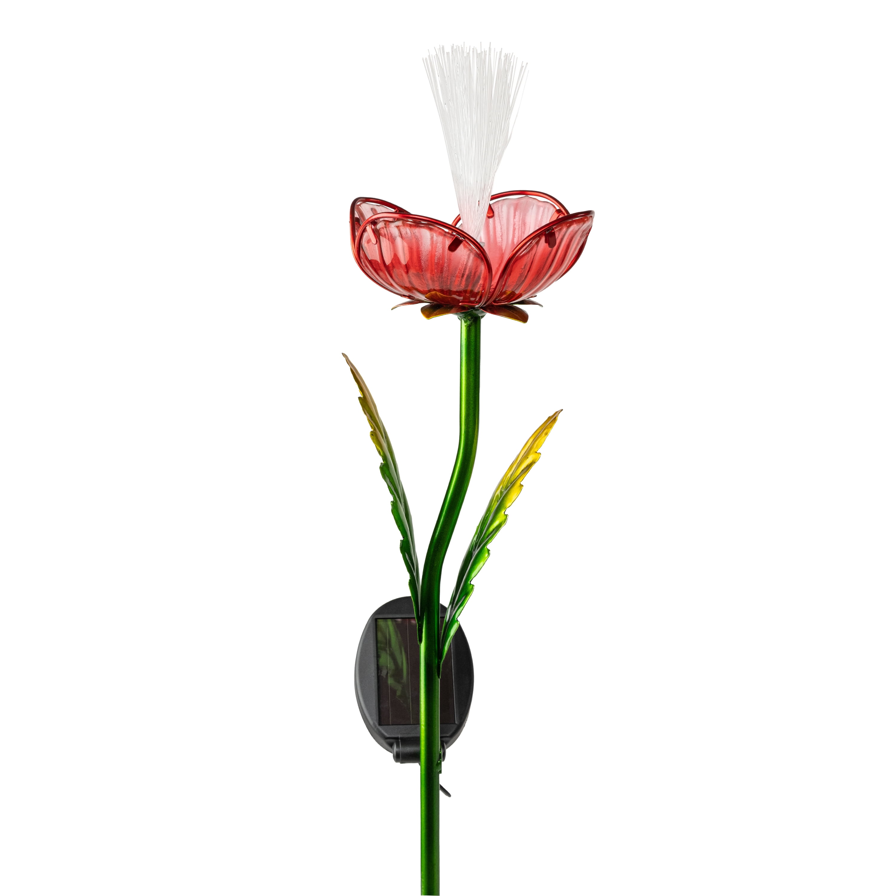 Better Homes & Gardens Solar LED Red Rose Glass & Metal Stake Light Outdoor Décor, 6.5"W x 4.72"D x 31.5"H, 0.89 lb weight