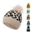 thumbnail image 3 of Womens Leopard Knitted Beanie Hat with Pom Warm Knit Skull Cap Winter Beanie, 3 of 8