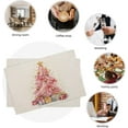 thumbnail image 6 of Christmas Placemats Set of 4, Pink Christmas Tree Bell Gift Place Mats Xmas Table Mat Placemat Heat Resistant Non Slip Line for Holiday Decor 18" x 12", 6 of 6