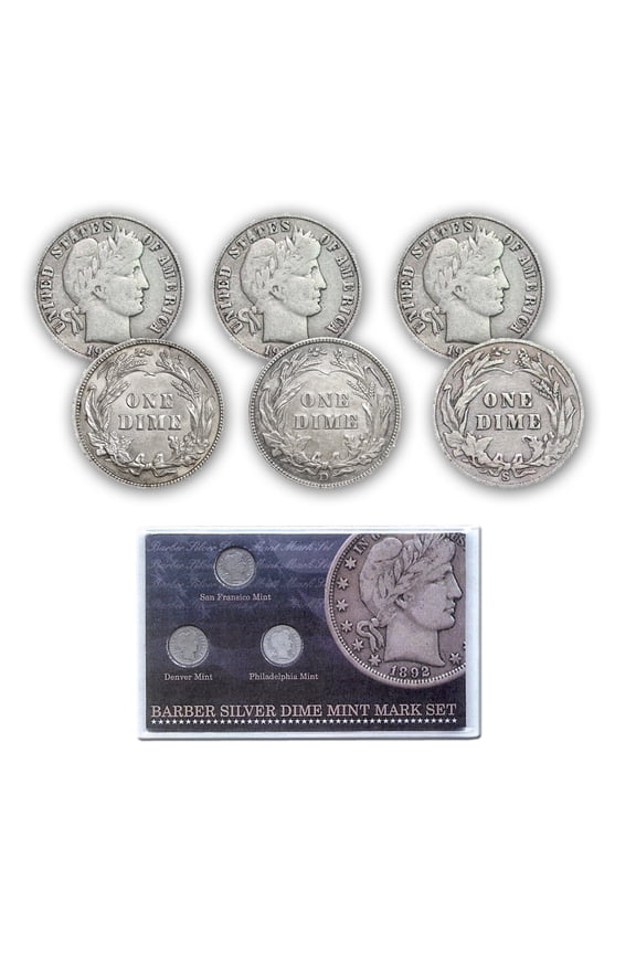 Barber Silver Dime Mint Mark Set