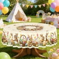 thumbnail image 2 of Round Easter Tablecloth Polyester Waterproof Stain Resistant Table Cover 152Cm for Easter Holiday Party Dining Room Kitchen, 2 of 5