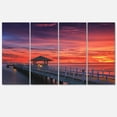 thumbnail image 2 of Long Wooden Bridge and Colorful Sky - Sea Bridge Canvas Art Print, 2 of 3