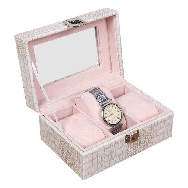 Estuche para guardar relojes y joyas de estilo retro chic, de color blanco, portátil y elegante para una elegancia atemporal