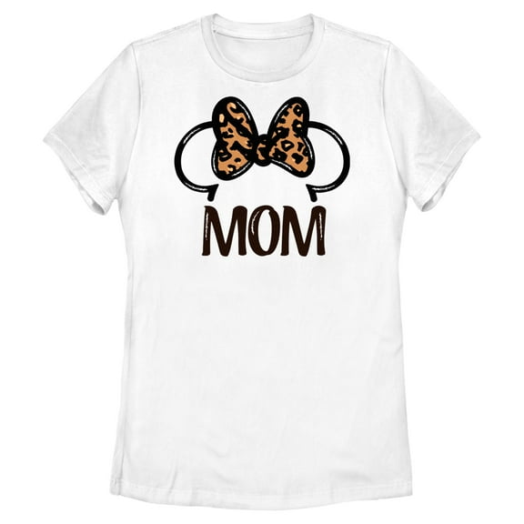 Womens Minnie Mouse Mom Leopard Ears T Shirt