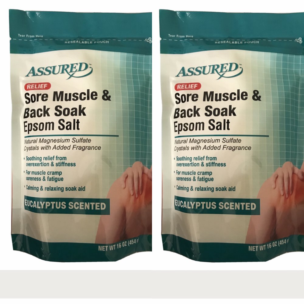 2 Packs Epsom Salt Sore Muscle & Back Soak With Eucalyptus scent 16 fl
