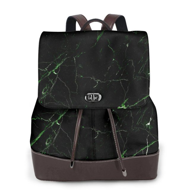 Balery Black Marble Mochila de Cuero para Mujeres, Gran Capacidad, Bolsa de Viaje Multifuncional, Mochila de Cuero y Bolsa de Hombro para Mujeres