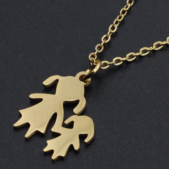 QQTDFG Stainless Steel Pendant Necklace Lobster Tag Sister Silver Gold 15.7" 1.5mm P56-Gold