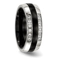 thumbnail image 5 of Chisel Stainless Steel Polished with Black Ceramic and CZ Ring, 5 of 7