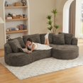 thumbnail image 4 of SEENYOO 120.90" Lounge Sofa, Sectional Sofas for Living Room; Modern Curved L-Shape Sleeper Sofa, Minimalist Design, No Assembly Required, Brown., 4 of 7