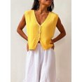 thumbnail image 3 of Gupgi Knit Tank Tops for Women Button Front V-Neck Basic Tops Casual Solid Color Sleeveless Sweater Vest, 3 of 8
