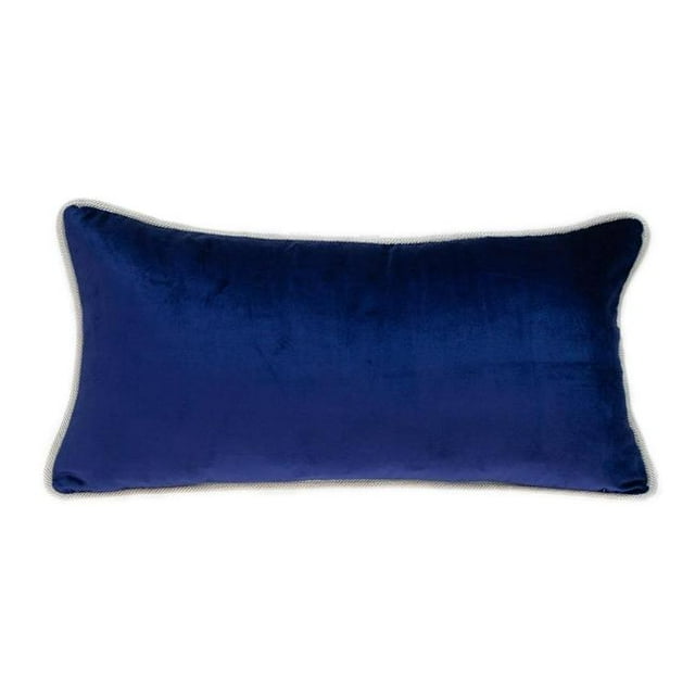 HomeRoots 402764 Reversible Royal & Aqua Lumbar Velvet Throw Pillow, Multi Color