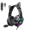 thumbnail image 1 of Auriculares Onikuma con sonido estéreo, iluminación RGB, reducción de ruido, auriculares para juegos con cable, 3,5 mm, negro, oreja de animal Sweethay EL002606-03B, 1 of 2