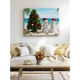 thumbnail image 5 of Christmas Snowman Canvas Print Wall Art Abstract Xmas Tree Snowman Shells on Beach Blue Sky Ocean Pictures Painting Morden Artwork for Living Room Bedroom, Ready to Hang - 12"x16", 5 of 6