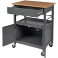 thumbnail image 5 of eHemco Kitchen Island Cart on Wheels with Drawer, Storage Cabinet, Shelf and Natural Bamboo Top Butcher Block, 35.5 Inches Height, Gray Base, 5 of 9
