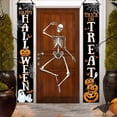 thumbnail image 5 of Happy Halloween Trick or Treat Porch Banner Sign, Jack O Lantern Pumpkin Front Door Decorative Hanging Welcome Banner Flag, Spooky Ghost Bat Party Decoration Home Outdoor Decor, 5 of 6