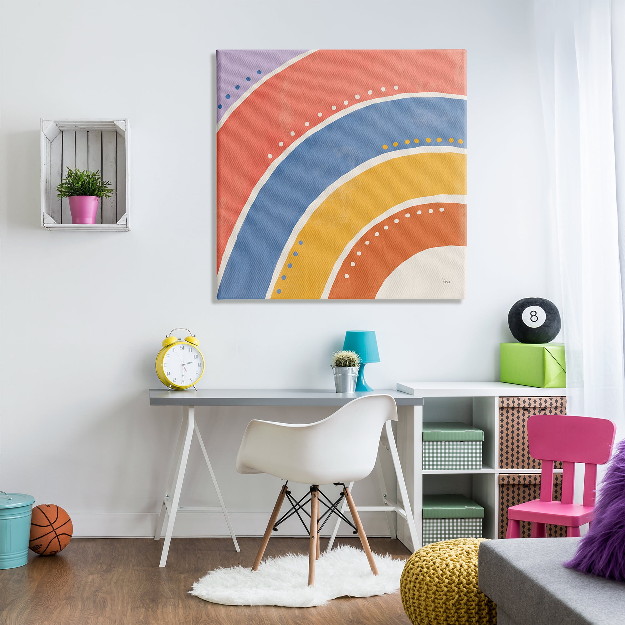 Stupell Indtries Playful Primary Color Half Rainbow Polka Dot Stripes,36 x 36,Design by Veronique Charron