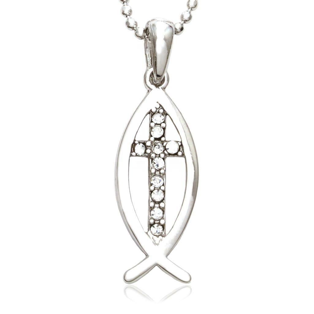 Soul Breeze Collection Silver Tone Catholic Christian Cross Fish