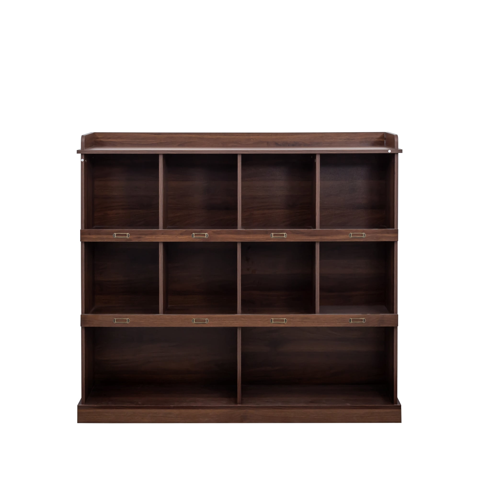 Aukfa Wood 10-shelf Bookshelf, Floor Standing Bookcase for Home Office,Walnut