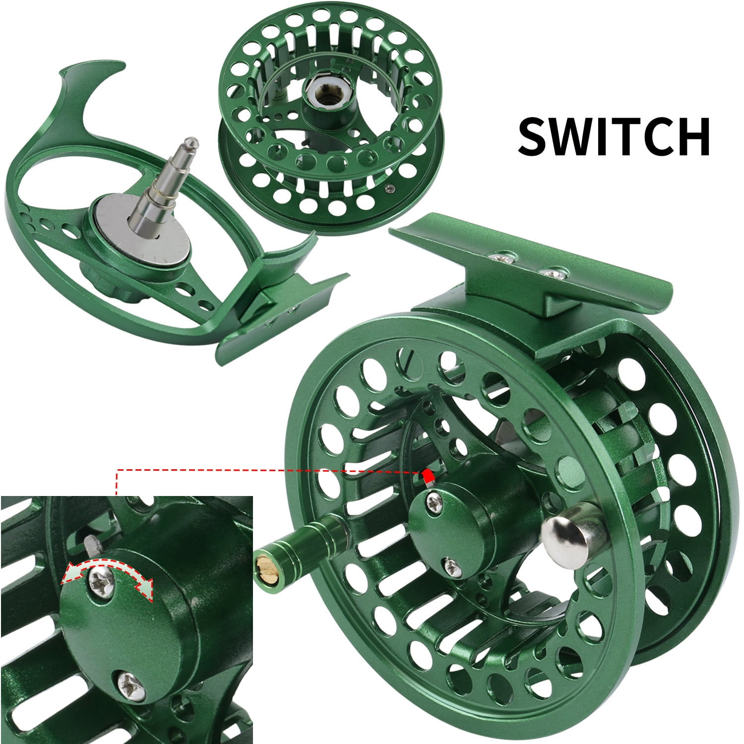 Fishing reels to include Ryobi Gilfin fly reel, Zebco 4040 skirted spool  spinning reel, and others.