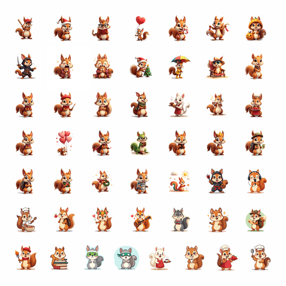 50pcs Adorable Squirrel Superhero Stickers Cartoon Animal Kids Stationery Water Bottle Laptop Phone Skateboard Toy Box Luggage Stickers Set