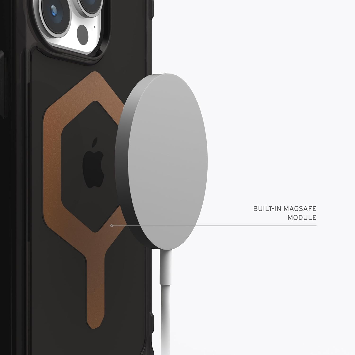 UAG iPhone 15 Pro Max Case 6.7" Plyo Black/Bronze Built-in Magnet Compatible with MagSafe Charging Rugged Anti-Yellowing Transparent Clear Protective Cover by URBAN ARMOR GEAR