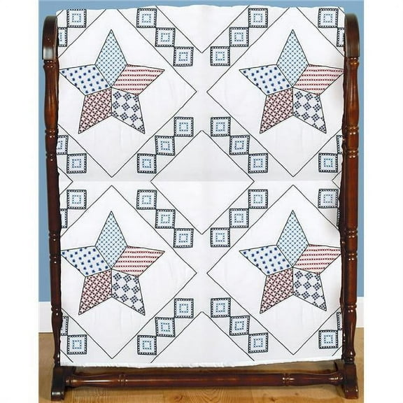 Jack Dempsey Stamped White Quilt Blocks 18"X18" 6/Pkg-Interlocking Star