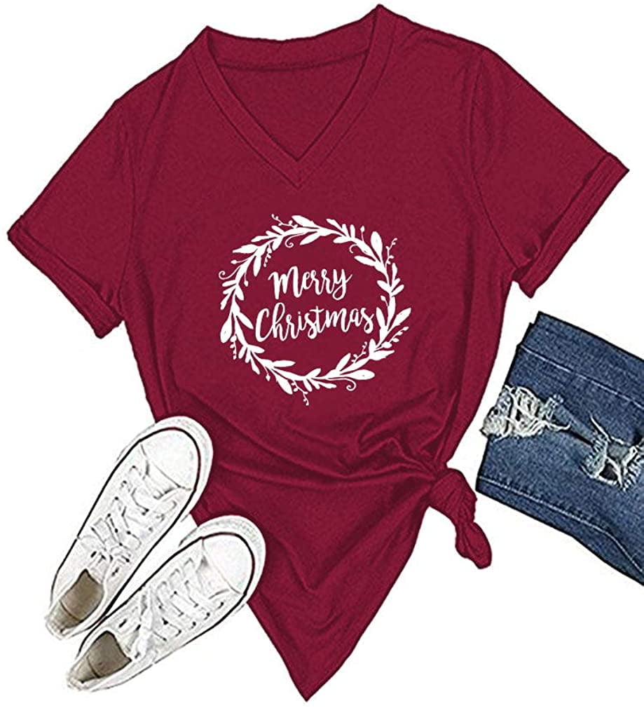 Short Sleeve Christmas Shirts for Women 