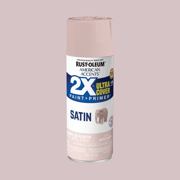 Petal Pink, Rust-Oleum American Accents 2X Ultra Cover Satin Spray Paint-398625, 12 oz